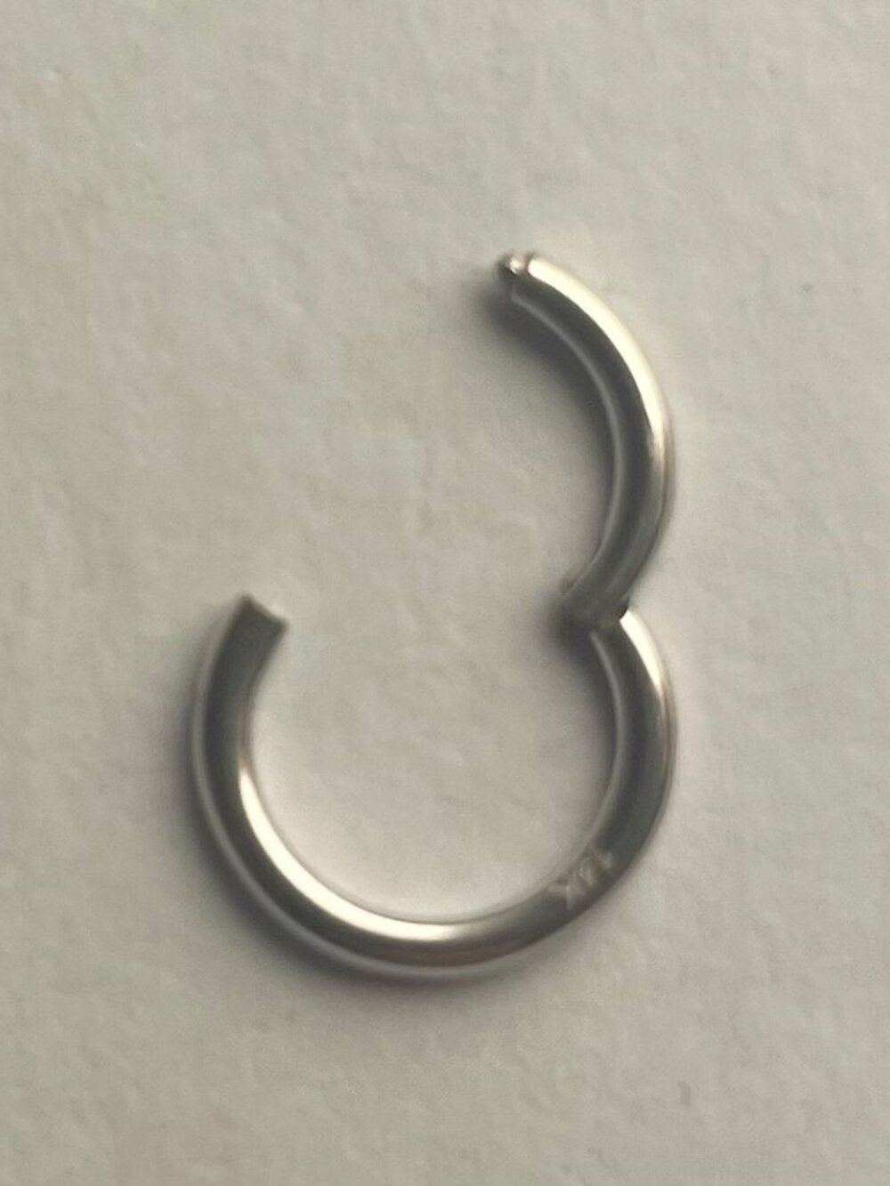Body Gems 14k white gold septum / daith clicker ring 10mm 16g - Picture 3 of 3